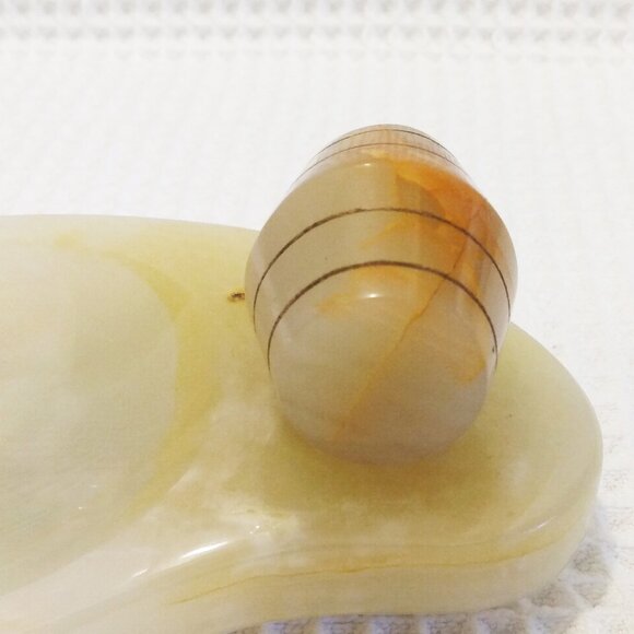 Vintage Alabaster Butterscotch Marble Keg Ashtray - Picture 7 of 11
